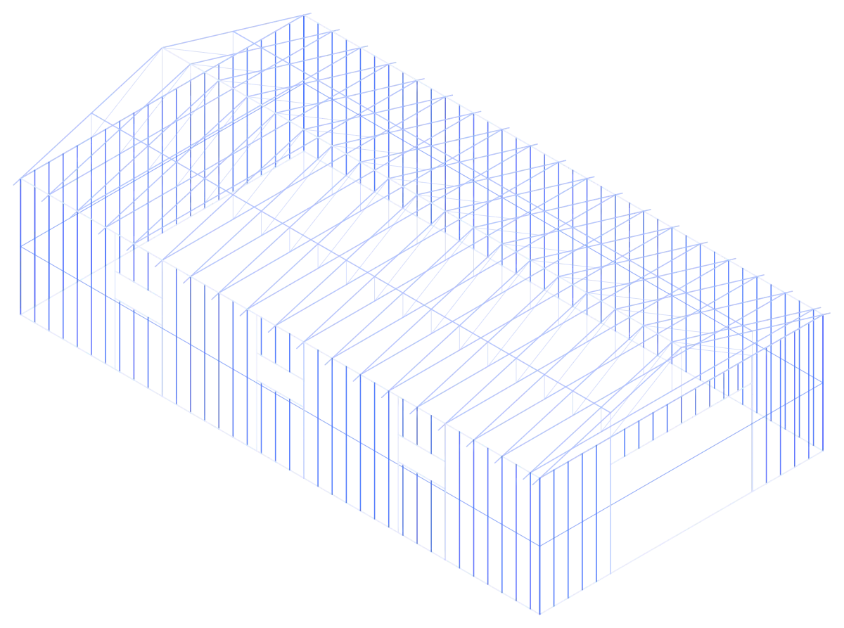 Industrial Warehouse — LGS framing model